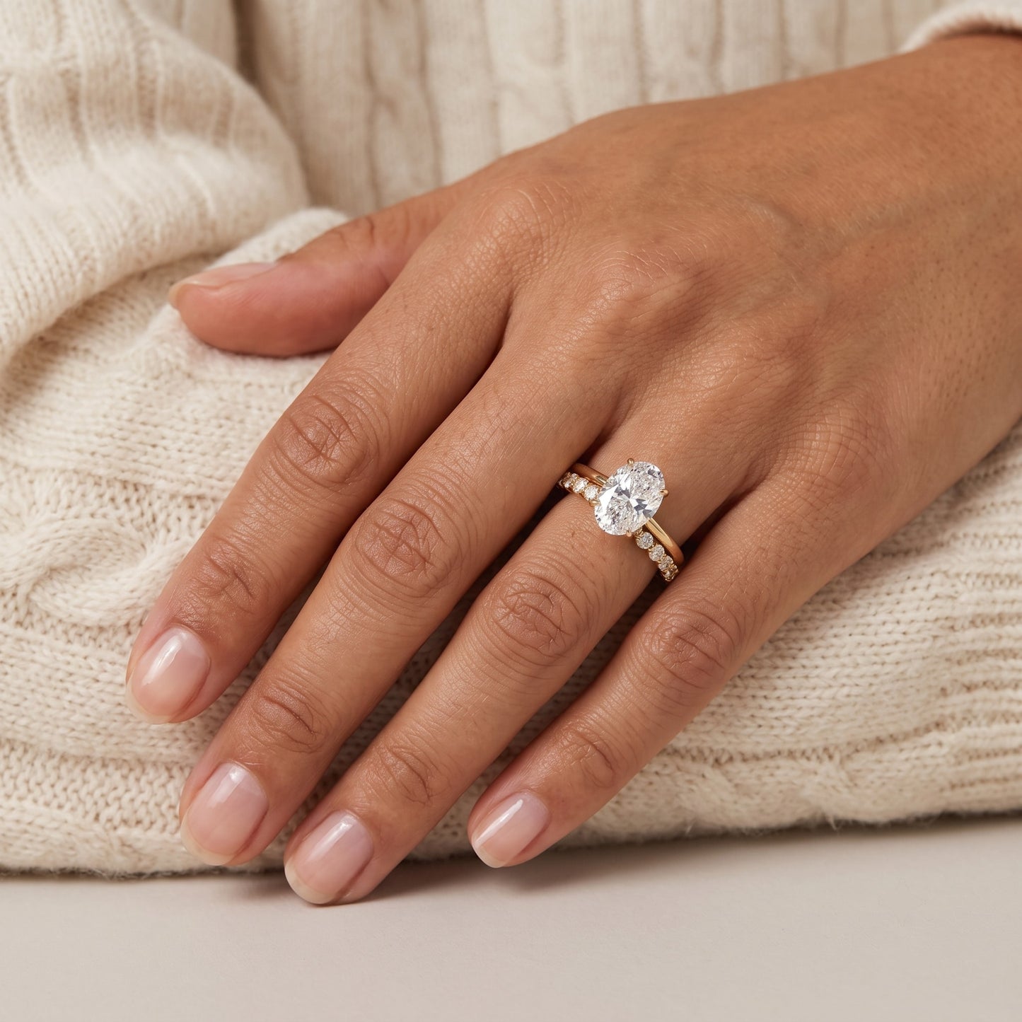 Oval Solitaire + Pavé Band Set