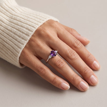 Hexagon Purple CZ Ring