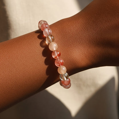 Pure Bead Strawberry Rutilated Quartz Bracelet
