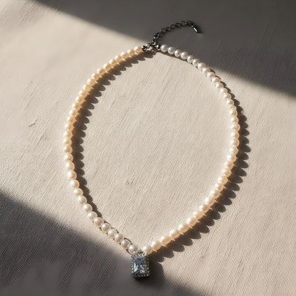 Layered Glow Pearl &amp; Crystal Pendant Necklace