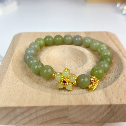 Bloom &amp; Fu Leaf Green Jade Bracelet
