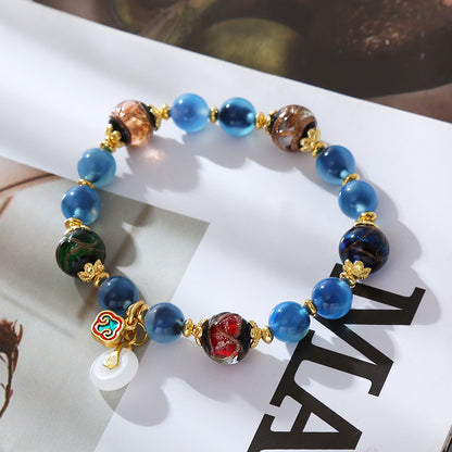 Cloud Charm Glass Beads &amp; Agate Bracelet