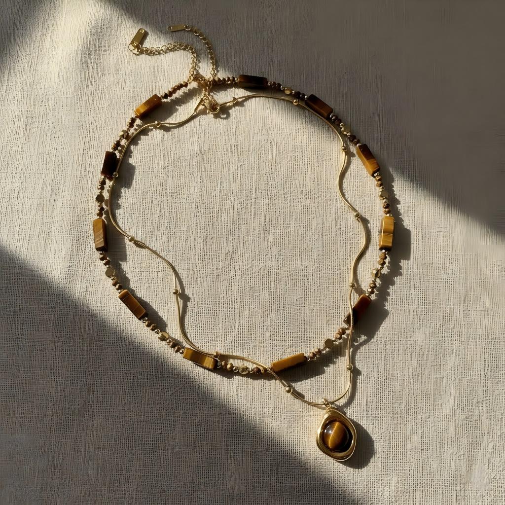 Layered Talisman Tiger Eye Necklace