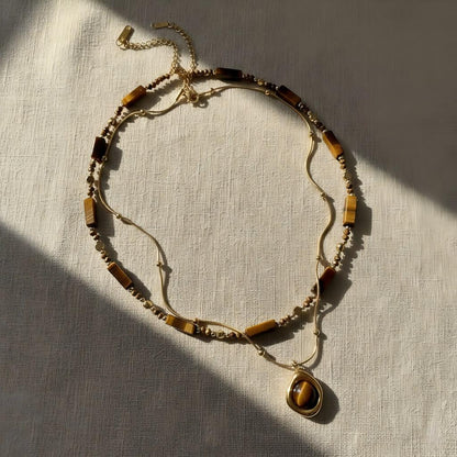 Layered Talisman Tiger Eye Necklace