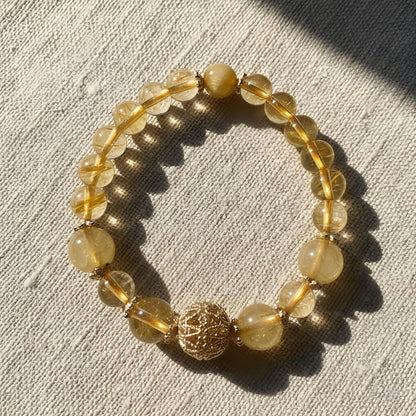 Filigree Sphere Golden Quartz Bracelet