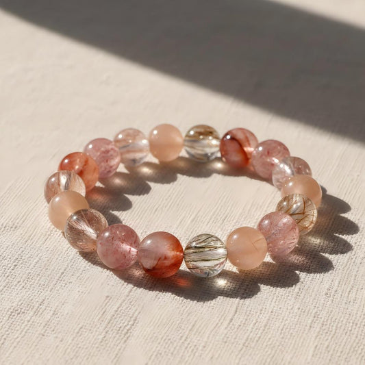 Pure Bead Strawberry Rutilated Quartz Bracelet