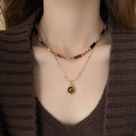 Layered Talisman Tiger Eye Necklace